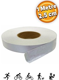 Resim Badem10 Reflektörlü Araç Oto Tır Dış Aksesuar Reflektif Fosforlu Şerit Bant Beyaz Bisiklet Ikaz Bandı 1 Mt 