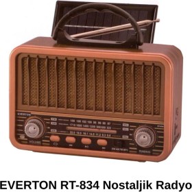 Resim Güneş Enerjili Nostaljik Radyo Bluetooth USB Sd Fm Kahverengi 