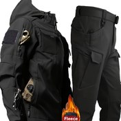 Resim Yeni Kışlık Dış Mekan Polar Astarlı Set, Çok Cepli Kapüşonlu Polar Astarlı Softshell Ceket ve Polar Astarlı Pantolon, Antrenman, Yürüyüş, Günlük Kullanım, Kamp İçin Temel, Rüzgar Geçirmez ve Dayanıklı, Polar Astarlı Set, Aksesuarlar Dahil Değildir 