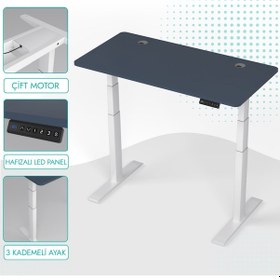 Resim Karr Office O-Flex O2B2 Duo Çift Motorlu Elektrikli Yükseklik Ayarlı Masa - 120X60 - Pasifik Mavi Mavi 