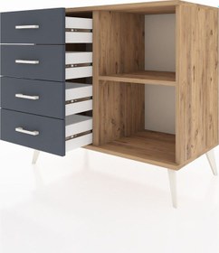 Resim Hyperion Şifonyer Tek Raflı 4 Çekmeceli 88x44x80 Çam-çam/antrasit Çam/antrasit 