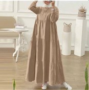 Resim Haki Zanzea Kadın Casual O-boyun Dokuz Çeyrek Kollu Gevşek Retro Uzun Elbise Xl Haki 