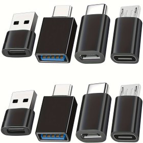 Resim 8 Paket USB3.0'den USB C Adaptörü, OTG USB Tipi C Dişli USB Adaptörü, Micro USB'den USB C Dişli Erkek Dönüştürücü Bağlantı, Dizüstü Bilgisayar Araba Cep Telefonu Kulaklık Mik PC (Siyah) için 