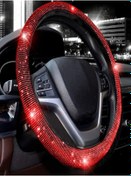 Resim Kadın Sürücülere Özel Pırlanta Model Geçmeli Direksiyon Kılıfı Kırmızı 