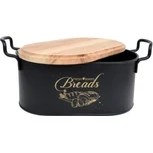 Resim Bayev Kesme Tahtalı Metal Ekmeklik Kutusu - Siyah 