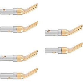 Resim Vkemall 6 Adet Altın Kaplı Bakır Hoparlör Banana Plug - Kolay Kurulum, Kararlı Sinyal, 4mm Kablolara Uygun 