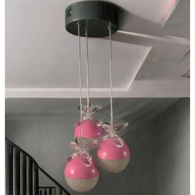 Resim Serçe'den 3lü Lila LED Genç Kız Odası Sarkıt Avize 