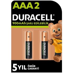Resim Duracell AAA 900 mAh İnce Kalem Şarj Edilebilir Pil 2'li 