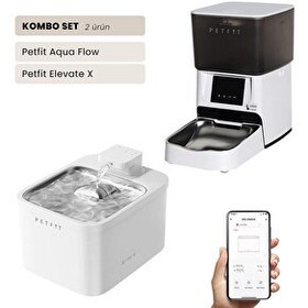 Resim Petfit Aqua Flow WiFi Akıllı Otomatik Kedi Köpek Su Pınarı - Petfit Elevate X 4L WiFi Akıllı Otomatik Mama Kabı 