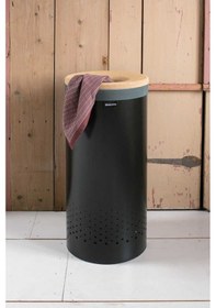 Resim Brabantıa Matt Black Mantar Kapaklı Çamaşır Sepeti 35lt Siyah 