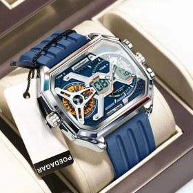 Resim POEDAGAR Lüks Spor Saati LED Takvim Hafta Gece Lambası Elektronik Dikdörtgen Silikon Kuvars Erkek Kol Saati 