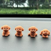 Resim Sevimli Karikatür Teddy Köpek Araba Gösterge Paneli Süsü - Reçine İşlemeli, Araç İç Dekoru İçin Mükemmel 