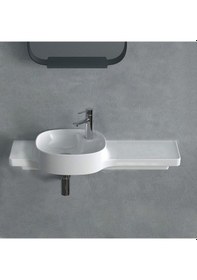 Resim Turkuaz Seramik Cerastyle Harmony Etajerli Lavabo 100 37.5 CM Soldan Hazneli 