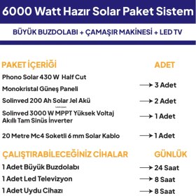 Resim NASAENERJİ 6 Kw 6000 Watt Güneş Enerjisi Hazır Solar Paketi - Half Cut Güneş Panelli 