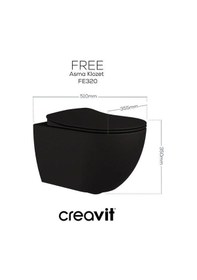 Resim Creavit Free Asma Klozet Fe320.sm Mat Siyah + Duck Yavaş Kapanan Kapak Mat Siyah 2'li Set Siyah 