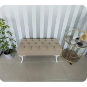 Resim Lüks Yarım Sandıklı Kapitoneli Dekoratif Puf 100cm Vizon 