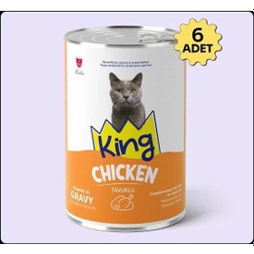 Resim King Sos İçerisinde Et Parçacıklı Tavuklu Kedi Konservesi 400 Gr 6 Adet 