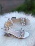 Resim Genel Markalar Kız çocuk ayakkabı abiye şeffaf ökçe çiçek taşlı detaylı 