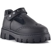 Resim Rakerplus Hakiki Deri Siyah Cırtlı Metal Detaylı Kız Çocuk Günlük Ayakkabı Siyah 