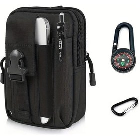 Resim Hightower Siyah 3 Parça Taktiksel Bel Çantası Seti, Telefon Tutuculu Fonksiyonel Outdoor Spor Siyah 