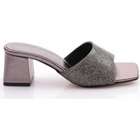 Resim Dgn K1034 Kadin Kadeh Topuklu Taş Süslemeli Topuklu Terlik K1034-1510-R13773 Platin 