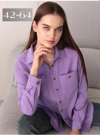 Resim Yrgıs Kadife Oversize Büyük Beden Gömlek 181328457 Leylak 