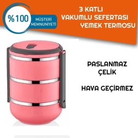 Resim Sefer Tası Yemek Termosu Saklama Kabı Termosu 3lü - Çelik 