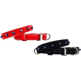 Resim DESİNGSHOP Hakiki Deri Nazar Boncuklu Kedi Ve Köpek Tasması 