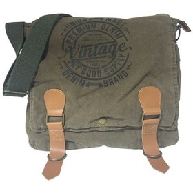 Resim Old Cotton Cargo Vintage Salaş Kaliteli Unisex Günlük Gezi Kamp Okul Postacı Omuz Çantası San Diego 32 Cm X 25 Cm Haki - Siyah 