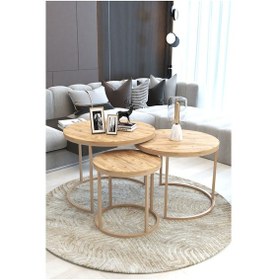 Resim Faymend Giant Lüks 3'lü Orta Sehpa Modern Cappuccino Atlantik Çam Cappuccino 