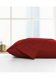 Resim Caqqa Çizgili Saten 2 Adet 50x70 Cm Silver Bordo Yastık Kılıfı 