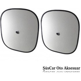Resim Carub Vantuzlu Yan Cam Perdesi Düz Siyah Cam Güneşliği 2 Adet 
