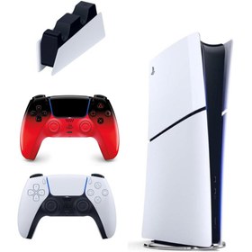 Resim Playstation 5 Slim dijital 825GB + 2.kol Dualsense Techno Red + Ps5 Şarj İstasyonu (İthalatçı Garantili ) 