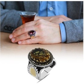 Resim Faset Zultanit Taşlı Yanları Mikro Taş Mıhlamalı 925 Ayar Gümüş E (461278341) 