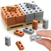 Resim 100 adet Mini Kül Blokları Gerçekçi Sahte Tuğlalar Mikro Yapı Blokları Mikro Tuğlalar Mini Ev Aksesuarları Mini Bahçe Peyzaj Modeli Mimarlık Yapımı Yaratıcı Hediyeler Noel Hediyeleri 
