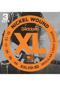 Resim D'addario Exl110-3D 3 Set Elektro Gitar Tel Seti. Xl. 10-46. Nı 