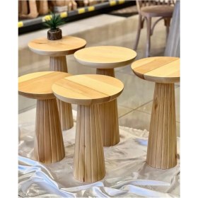 Resim Simillo Home & Living Ahşap 3’lü Set Mantar Yan Sehpa Modern Fiskos 