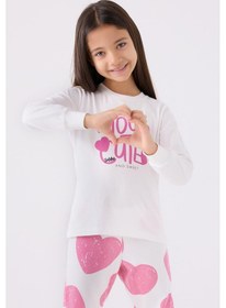 Resim Roly Poly 3471 Garson Kız Çocuk Krem Uzun Kol Pijama Takım 001 