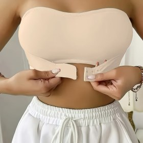 Resim Çıkarılabilir Pedli, Kablosuz Destekli, Pürüzsüz Naylon Kumaşlı Dikişsiz Bandeau Sütyen 