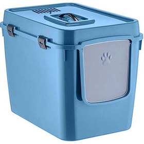 Resim Handor Üsten Kapaklı Kapalı Kedi Tuvaleti 57x39x43 - Mavi 