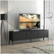 Resim Wood'n Love Etna Premium Metal Ayaklı Dolaplı 160 Cm Tv Ünitesi - Wood Siyah / Siyah 