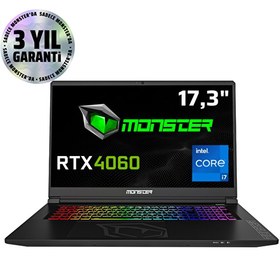 Resim MONSTER Tulpar T7 V26.1 Intel Core i7 13700H 16 GB RAM 500 GB SSD 8 GB RTX 4060 FreeDOS 17,3" FHD 144 Hz 