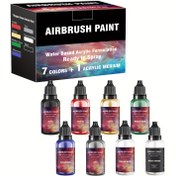 Resim Airbrush boya, 22 renkli 2 seyreltici set/12 renkli 2 seyreltici set/7 renkli 1 seyreltici set, 20ml/0.67oz, opak ve parlak renkler, su bazlı airbrush akrilik boya metal, plastik modeller, tuval, ahşap için, başlangıç seviyesi ve sanatçılar için premium akrilik kit, metalik ve floresan renkler dahil, şişe başına 20ml 