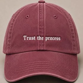Resim "trust The Process" (Sürece Güven) Motivasyon Işlemeli Vintage Yıkamalı Beyzbol Şapkası 