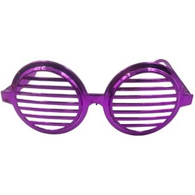 Resim Parti Gözlük Plastik Camsız Panjur Yuvarlak Şekilli Mor 14x6 Cm 
