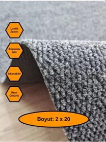 Resim Gri Mısır Patlağı Desenli Sentetik Halı, Kaydırmaz Tabanlı Zemin Kaplama Ürünü, 2x20 Metre 