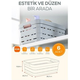Resim 6'lı 10,8 Litre Delikli Saklama Kutusu Antrasit Antrasit 