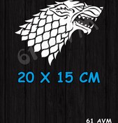 Resim 61 AVM Game Of Thrones Kuzey Arması Stark - Sticker Folyo Kesim | Beyaz | 20 x 15 cm 