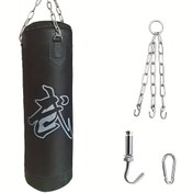 Resim 1 Set 60cm Asılabilir Boks Kum Torbası, Dövüş Sanatları Savaş Eğitimi Kum Torbası, Kancalar ve Paslanmaz Çelik Zincirler ile Donatılmış - Doldurulmamış 