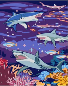 Resim wombhobby Shark Sayılarla Boyama Seti 80X100 RULO ( ÇITAYA GERDİRİLMEMİŞ ) ! 